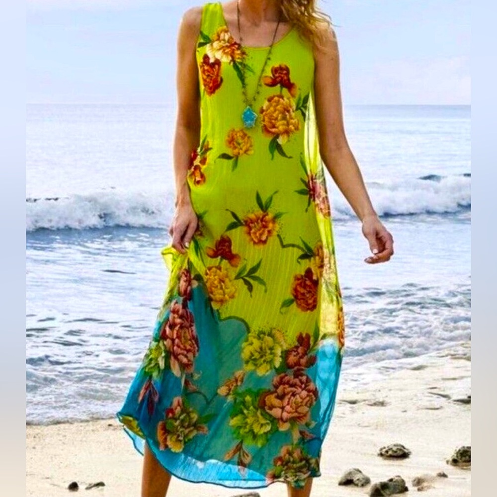 Soft Surroundings Tropical Floral Chiffon Maxi Dress - Women’s Size XS